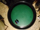 Antique Poker Table  With Green Leather Top 