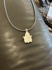 Kingman Turquoise Sterling Silver Pendant With 3mm Desert Perak Chain Necklace