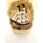 Vintage 1997 Bii Faux Scrimshaw Whale Tooth Sailing Ship Nautical Decor Figurine