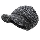 Unisex Winter Visor Beanie Knit Hat Cap Fur Lined Crochet Men Women Thick Warm