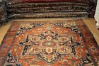 19th Century Antique Serapi Rug  10  X 13  Authentic Unique Orange Background 