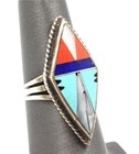Vintage Southwestern Navajo Sterling Silver Fancy Multicolor Stone Size 5 5 Ring