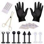 19pcs Body Piercing Kit Stainless Steel Lip Ring Labret Stud Needle Tool Set 16g