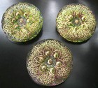 3 Czech Crystal Glass Buttons  p523 - 27 Mm Or 1  - Unique    