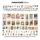 Scrapbooking Supplies Kit Vintage Journaling Junk Journal 200 Pcs Retro Memory
