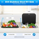 Rv Caravan Camper Sink Stainless Steel Hand Wash Basin   Glass Lid   Faucet