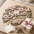 Personalized Baby Name Sign Floral Butterfly Nursery Decor  Custom Wooden Girl