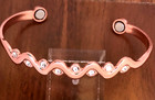 Crown Pure Copper Magnetic Bracelet Arthritis Pain Therapy Energy Cuff Stones