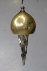 Vintage Antique Glass Twisted Gold Mushroom 5  Drop Christmas Ornament Germany
