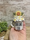 Cute Sunflower Mini Ceramic Mug Fake Whipped Cream Tiered Tray Decor Autumn Fall