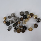 Vintage Button Lot Of 125 Brass Gold Silver Toned Metal Crown Shields