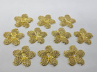 10 Pcs Filigree Flower Shaped Charms Gold Metal Craft Jewelry Accents Findings