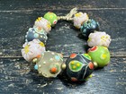 Vintage Dragon Eye Glass Bead Bracelet     Mixed Trade Beads Collection     Old Ven