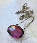 Vintage Necklace Art Deco Antique Amethyst Purple Czech Glass Pendant