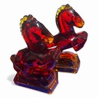Red Amberina Rearing Horse Le Smith Bookends  1940 s 