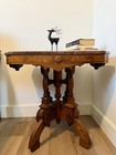 Antique Victorian Eastlake Walnut Marble Top Parlor Table Side Stand 19th  C