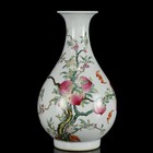A Pair Chinese Pastel Porcelain Handpainte Exquisite Peach Pattern Vase 26613