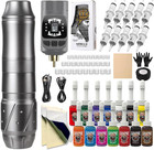Wireless Rotary Tattoo Gun Kit With Power Supply Battery 10 Cartridges 14 Inks