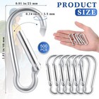500 Pcs 2  Carabiner Bulk Spring Snap Hooks Bulk Aluminum Alloy Clip Silver