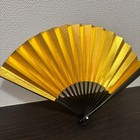 Vintage Japanese Folding Fan Gold Sensu Traditional Dance Decor Unused