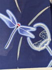 Authentic Japanese Yukata Cotton Kimono Navy Blue Dragonfly   Fan Summer Robe