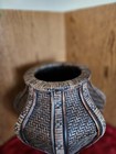 2038  Vintage Ratten Woven Large Basket Vase Decor 13  Tall 12  Wide 28  Round