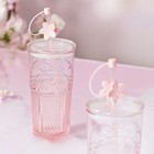 Authentic Starbucks China Peach Blossom Topper Pink Siren 19oz Glass Cup 550ml