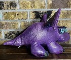 Vintage Dan Dee Large 19  X 11  Plush Shiny Purple Dragon Stuffed Toy Dinosaur