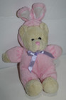 Dan Dee Easter Bunny Rabbit Teddy Bear 9  Beige Hood Pink Plush Soft Stuffed Toy