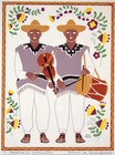 Original Vintage Carlos Merida 1945 Silkscreen Print  musicos  Plate Signed