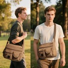 Mens Canvas Messenger Bag Shoulder Crossbody Military School Satchel Vintage