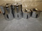 Vintage Kromex Chrome Kitchen Stacking Canister Set Of 4 Flour Sugar Coffee Tea
