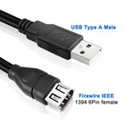 Meiriyfa Firewire 1394 6 Pin To Usb Adapter Cable  Ieee 1394 6 Black  