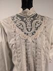 Vintage Victorian Style 1980   s White Cotton Blouse W Lace