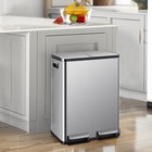 60 Liter Lid Trash Can Large Stainless Waste Bin Compartment Plastic 2x8 Gallon