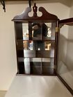 Vintage Cherry Wood And Glass Mirrored Wall Or Table Display Case Curio Cabinet