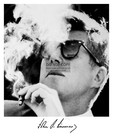 President John F  Kennedy Jfk Smoking Cigar Autographed 8x10 B w Framed Photo