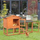 60  Wooden Rabbit Hutch Chicken Coop Hen House Outdoor Pet Cage W nest Box   Run