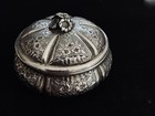 Continental 800 Silver Covered Ornate Trinket Box Round 3 1 2    4 55 Oz