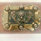 Antique Leather Brass Scent Perfume Casket Velvet Lining Viking Head 2 Bottles