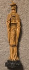 Vintage Chinese Carved Figure Statue Holding Shield And Sword On Stand