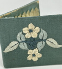 Antique Needle Book Case Embroidered Floral Pattern With Bronze Sewing Needle