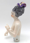 Antique German Pin Cushion Half Doll Hair Feather Holding Letter Dressel Kister