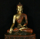 9 8  Old Red Copper 24k Gold Gilt Tibet Shakyamuni Amitabha Buddha Robe Statue