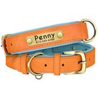 Personalized Soft Leather Dog Collar Custom Pet Puppy Name number Engraved Xs-xl