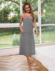 Long Cotton Racerback Nightgowns For Women Sleeveless Sleepwear Scoop Neck Chemi