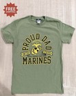 United States Marine Corps Usmc -  proud Marine Dad  Green T-shirt - Sz Medium