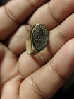 Ancient Bronze Ring Genuine Roman Byzantine Ornamented Collectible Dark Patina