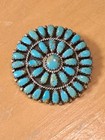Navajo 925 Sterling Silver Turquoise Petit Point Southwest Pin Pendant Lm  Begay