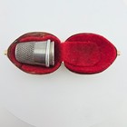 Vtg 1930s Ernest Steiner Walnut Sewing Kit Etui 2 Thimbles Silver Plate 2 